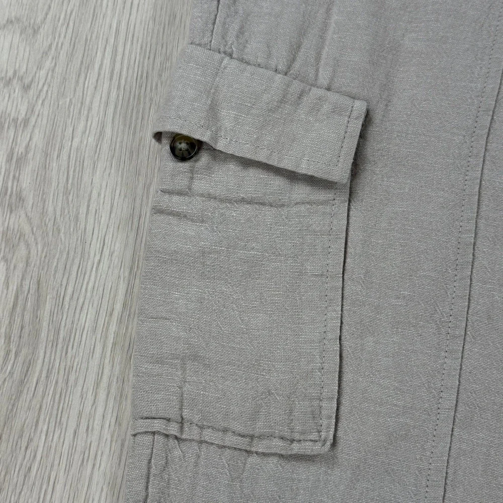 Linen Cargo Pants C&C California Women L Beige Drawstring Coastal Utility Casual
